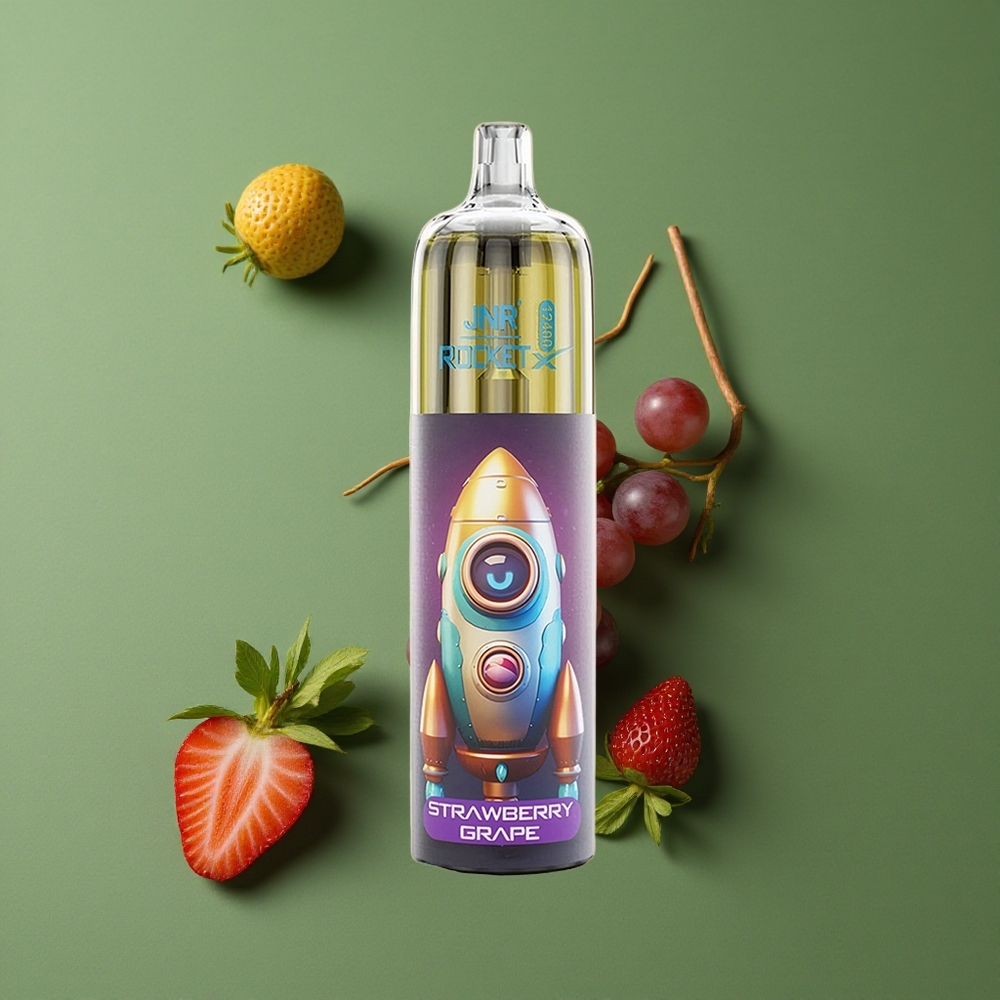 Jordbær Drue JNR Rocket-X 12400 Pust Justerbar Luftstrøm 25ml e-Væske Kapacitet Denmark vape