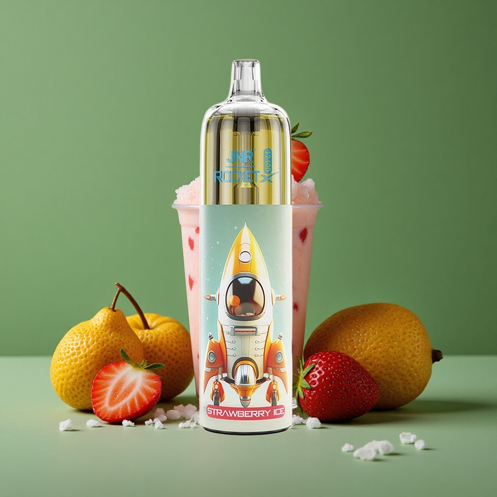 Jordbær Is JNR Rocket-X 12400 Pust 25ml e-Liquid Kapacitet 850mAh Batteri Kapacitet Denmark vape