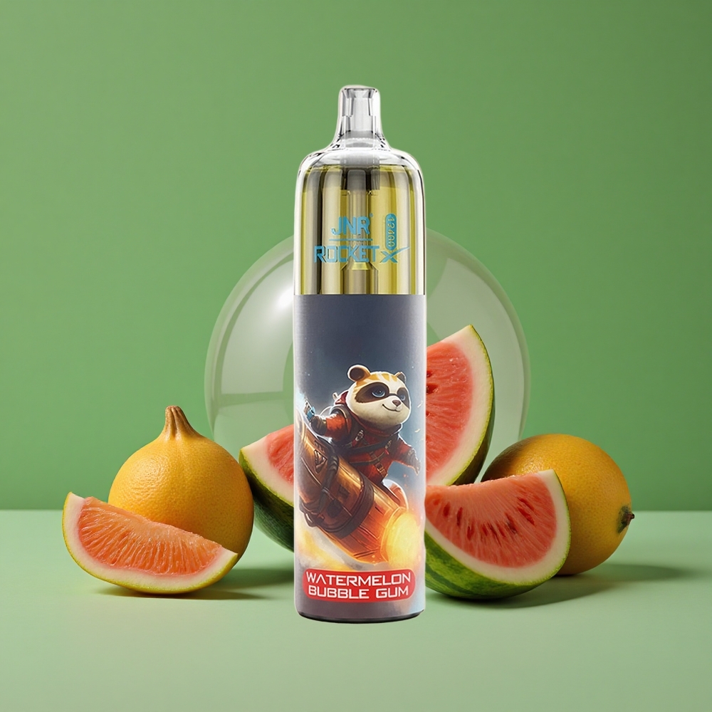 Vandmelon Bubblegum JNR Rocket-X 12400 Pust 25ml e-Liquid Kapacitet Type-C Hurtigopladning Denmark vape