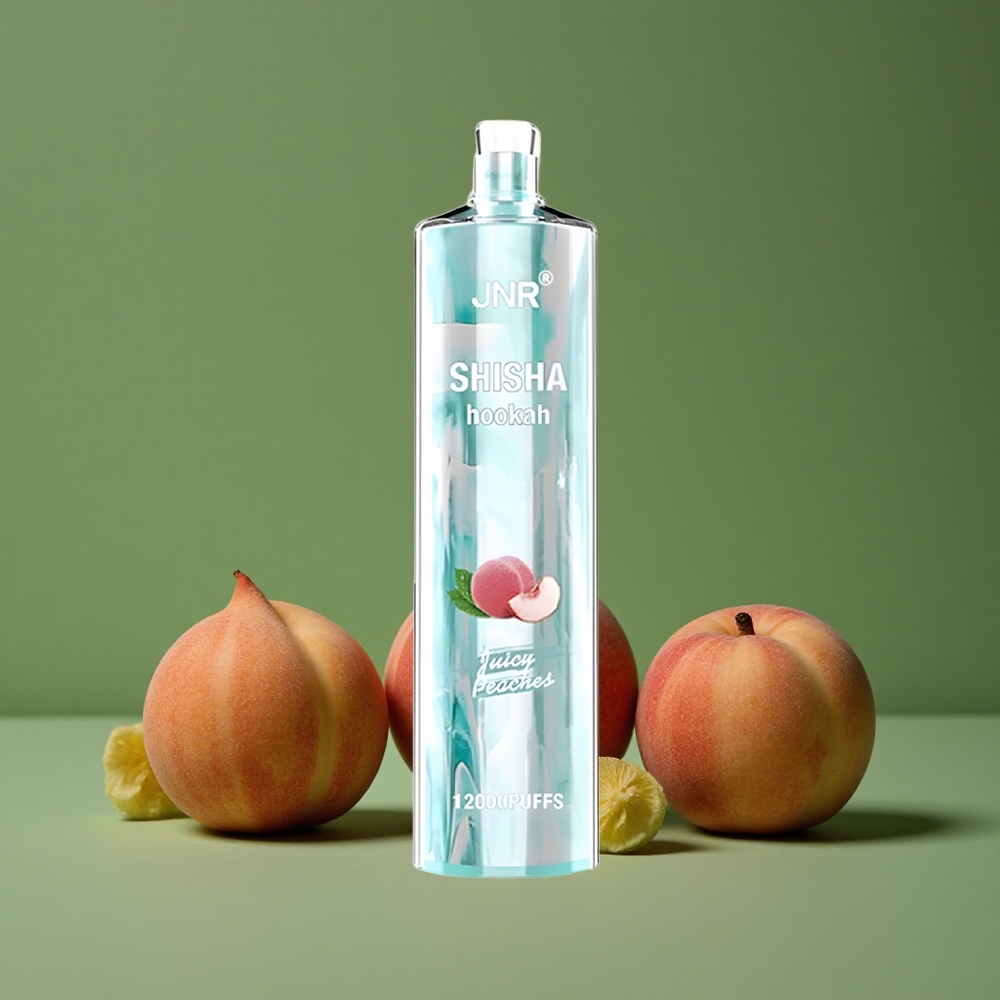 Juicy Peaches (saftige ferskner) JNR Shisha Hookah 12000 Pust 750mAh batterikapacitet 24ml e-væskekapacitet Denmark vape