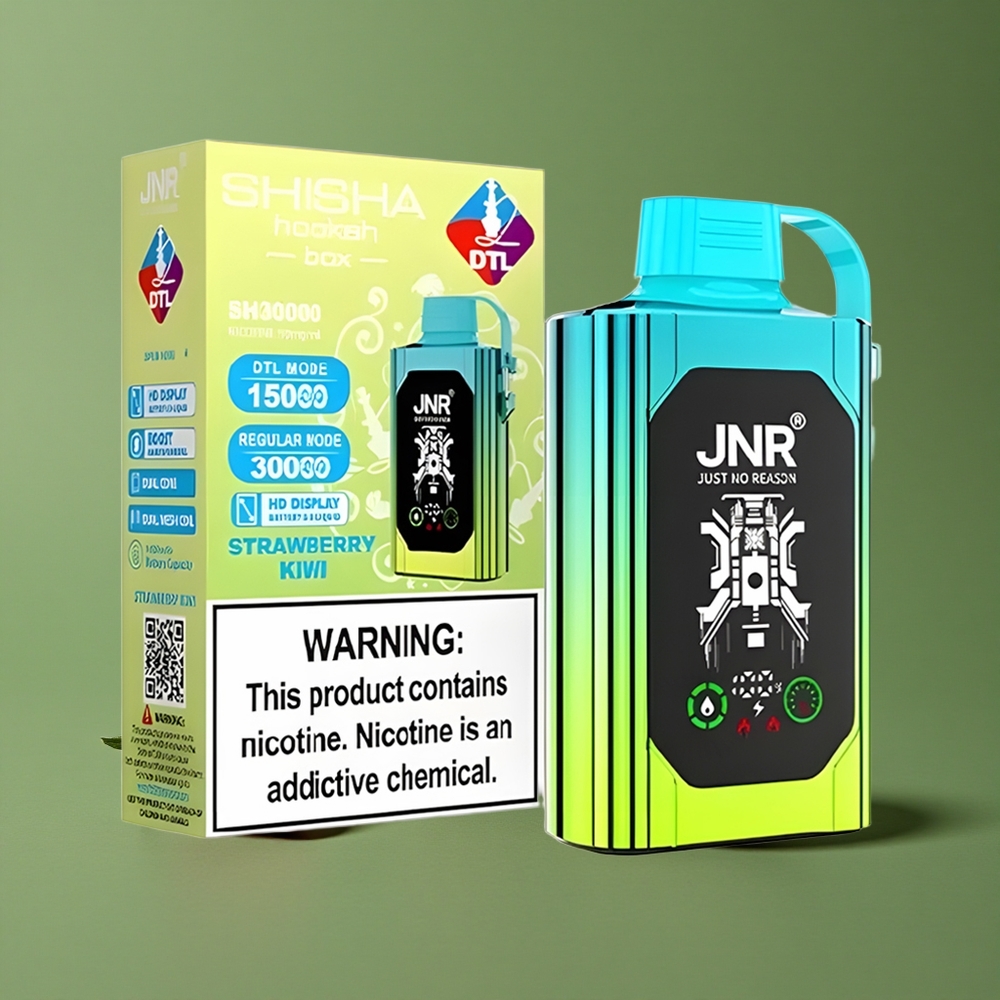 Jordbær Kiwi JNR Shisha Hookah Box 20500 Pust HD Skærm 25ml E-væske Danmark vape