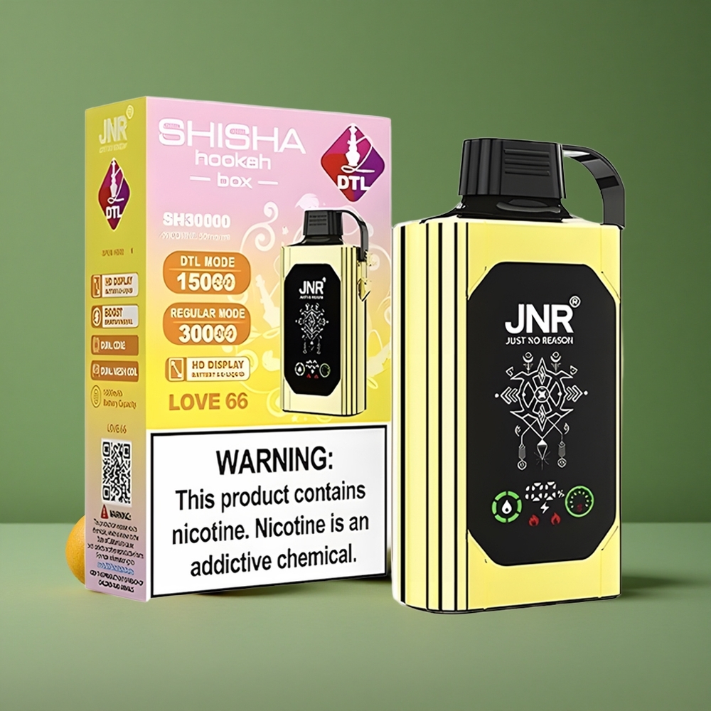Kærlighed 66 JNR Shisha Hookah Box 20500 Pust HD Display 25ml E-væske Kapacitet Denmark vape