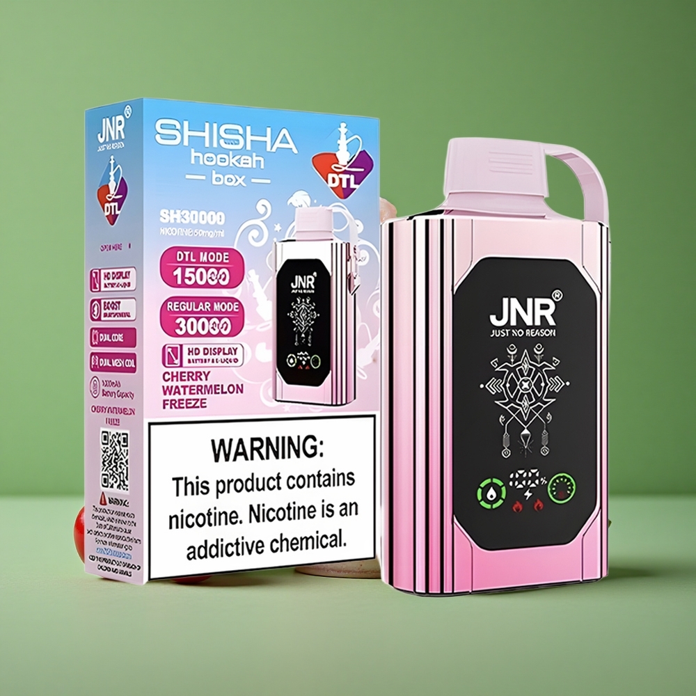Kirsebær Vandmelon Fryse JNR Shisha Hookah Box 20500 Pust HD Display 25ml E-væske Kapacitet Denmark vape