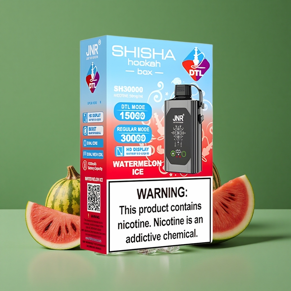 Vandmelon Is JNR Shisha Hookah Box 20500 Pust HD Display 25ml E-væske Kapacitet Denmark vape