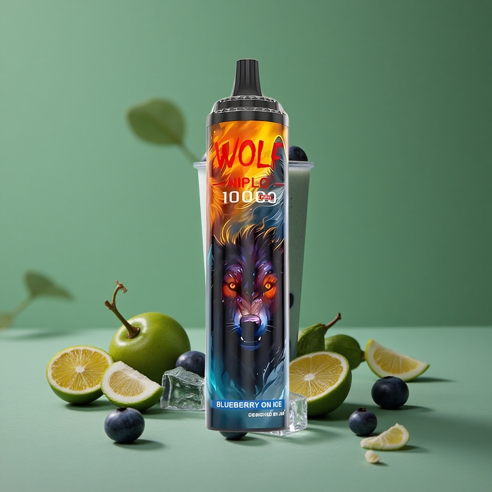 Blåbær På Is JNR Wolf Niplo 10000 Pust 1.0 Ohm Mesh Coil 20ml E-væske Denmark vape