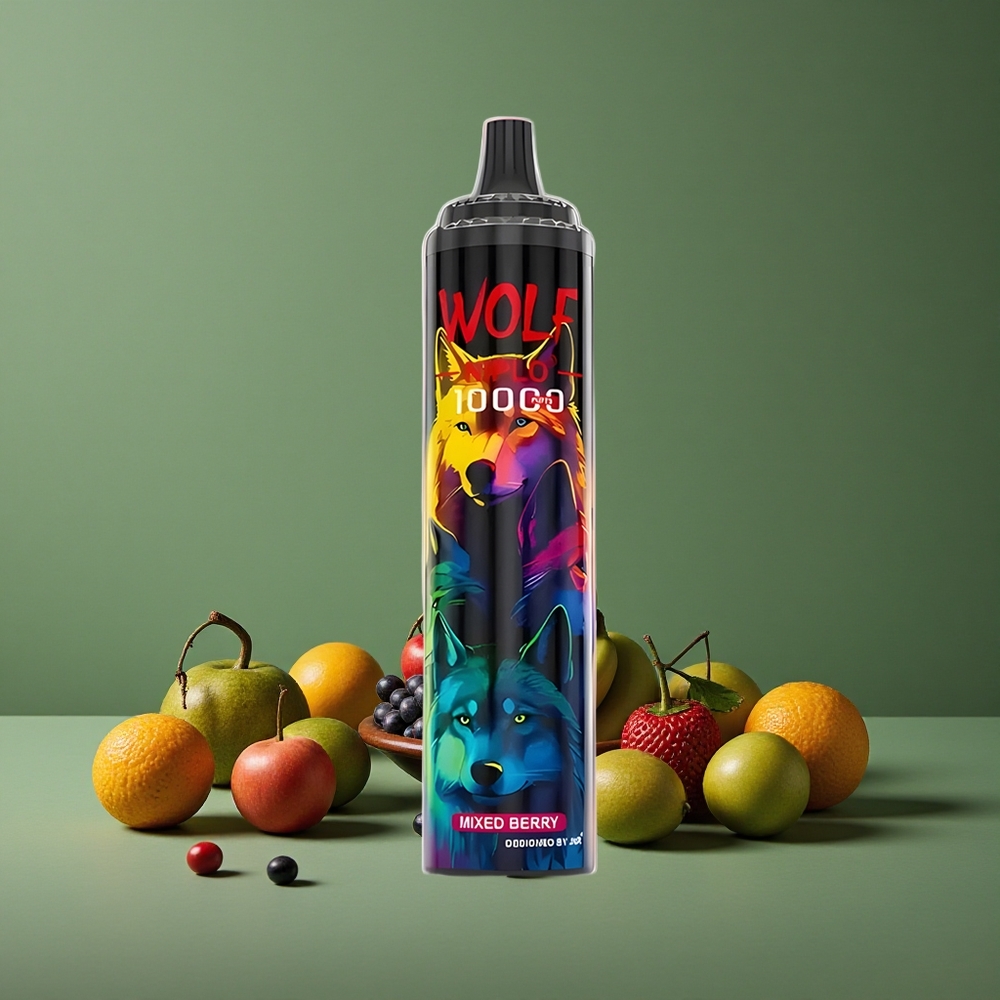Blandet Bær JNR Wolf Niplo 10000 Pust 1.0 Ohm Mesh Coil 20ml E-væske Denmark vape