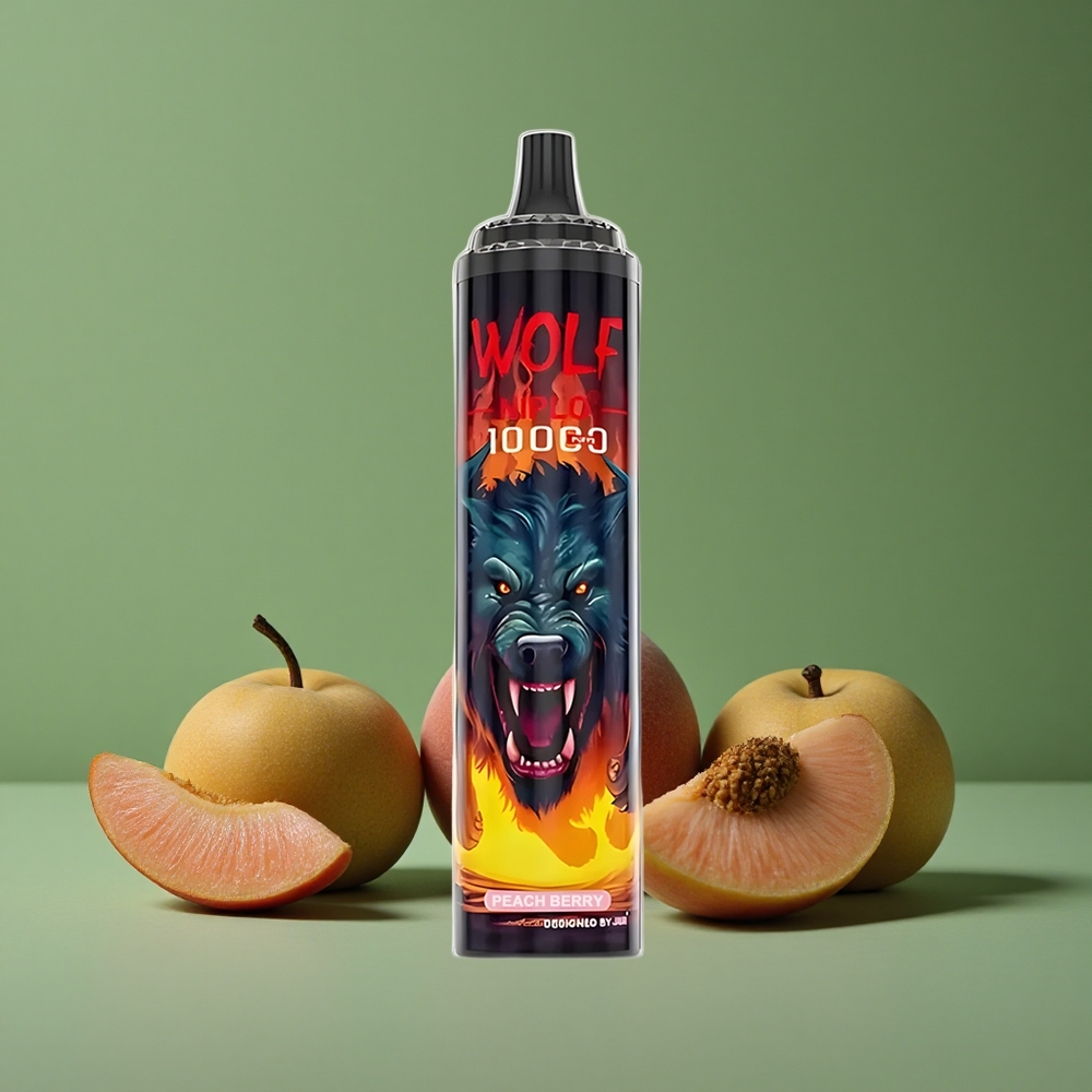 Fersken Bær JNR Wolf Niplo 10000 Pust 20ml E-væske 650mAh Batteri Denmark vape