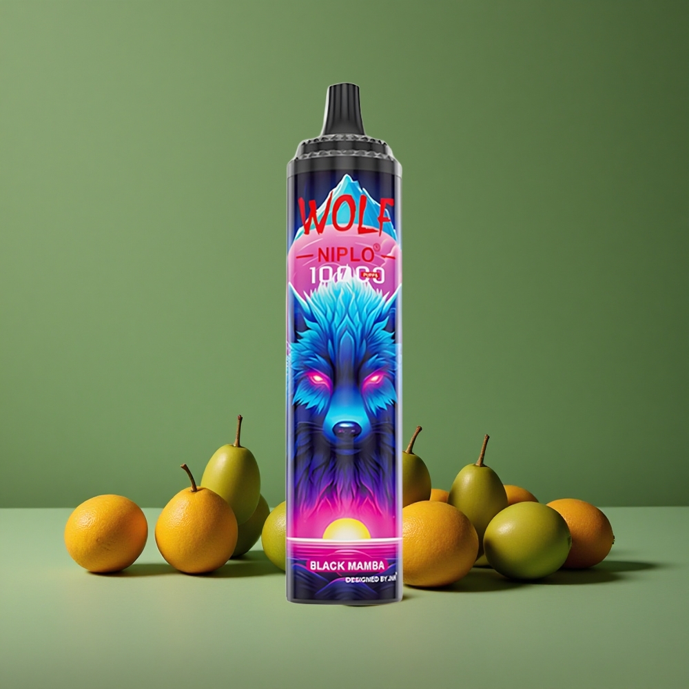 Sort Mamba JNR Wolf Niplo 10000 Pust 1,0 Ohm Mesh Coil 20ml E-væske Denmark vape