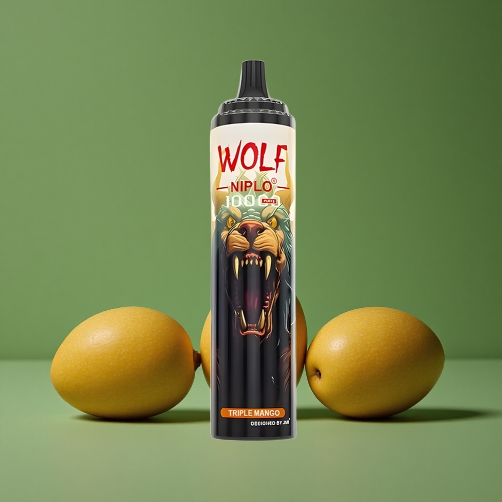 Triple Mango JNR Wolf Niplo 10000 Pust 20ml E-væske Kapacitet Type-C Hurtigopladning Denmark vape