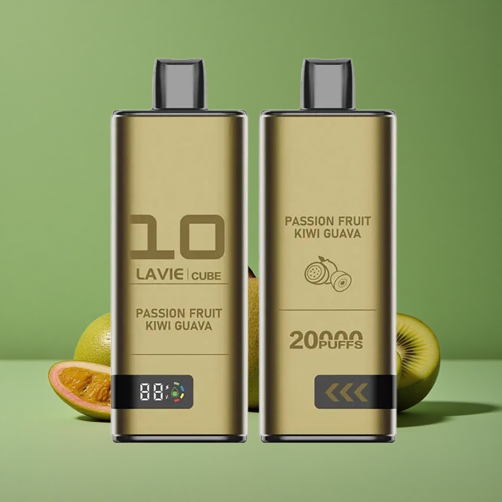 Passionfrugt Kiwi Guava Lavie Cube 20000 Puffs 28ML væske Type C opladning Denmark vape