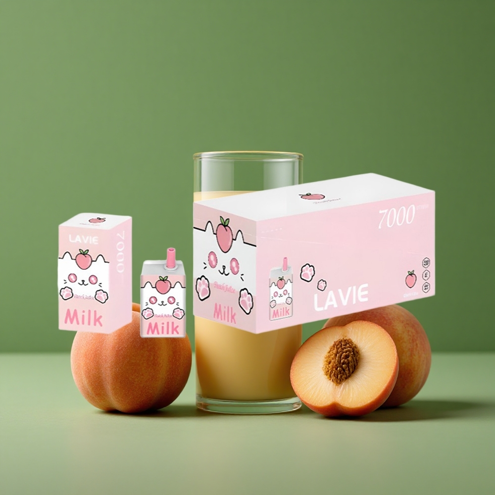 Fersken Juice Lavie Milk 7000 Puffs 16ML E-væske Kapacitet Type C Genopladelig Denmark vape