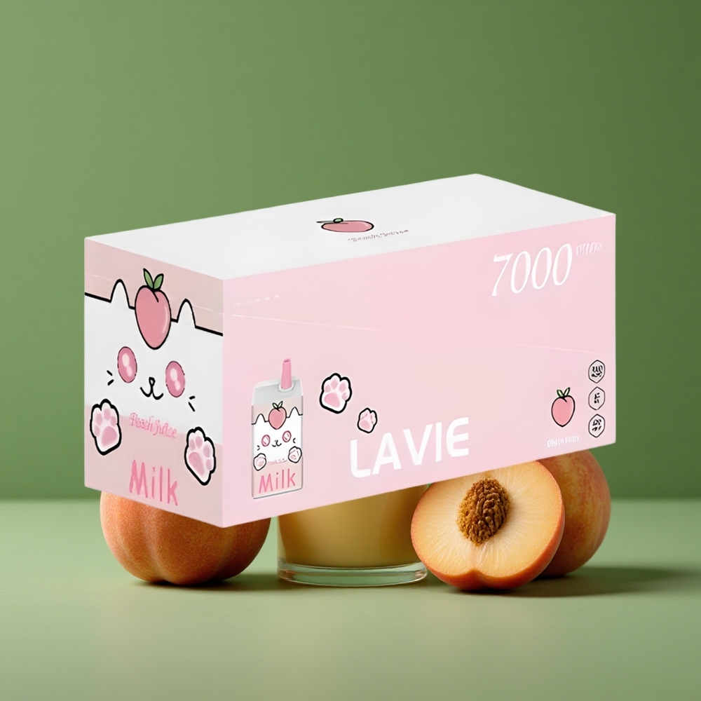 Fersken Juice Lavie Milk 7000 Puffs 16ML E-væske Kapacitet Type C Genopladelig Denmark vape