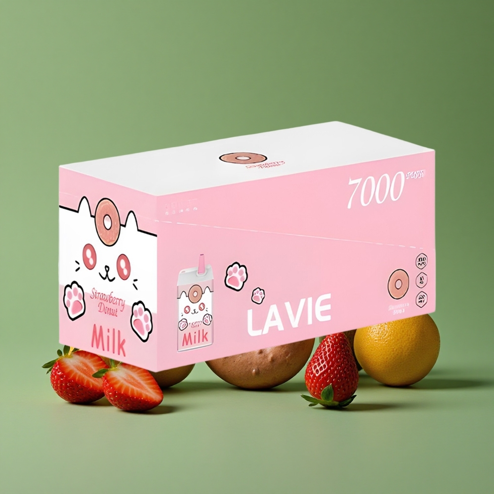 Jordbær Donut LAVIE Milk 7000 Puffs 16ML E-væske Kapacitet Type C Genopladelig Denmark vape