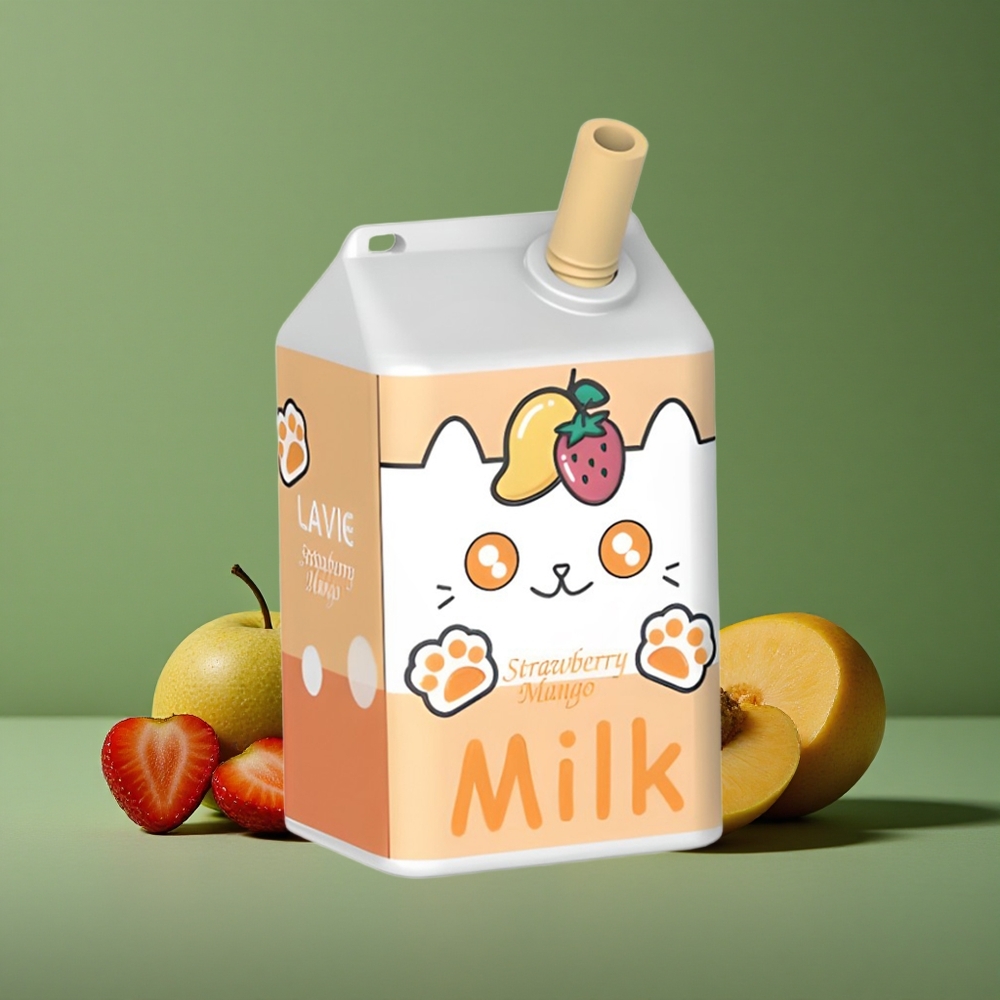 Jordbær Mango Lavie Milk 7000 Puffs 16ML E-væske kapacitet 600mAh Batteri Denmark vape