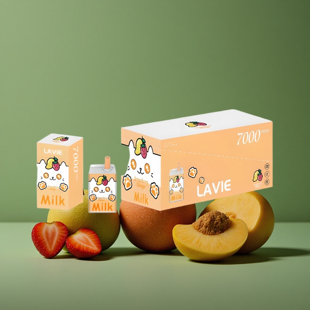 Jordbær Mango Lavie Milk 7000 Puffs 16ML E-væske kapacitet 600mAh Batteri Denmark vape