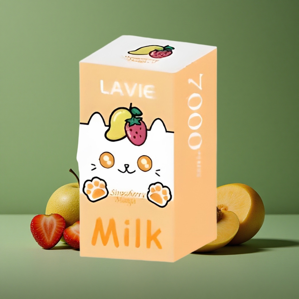 Jordbær Mango Lavie Milk 7000 Puffs 16ML E-væske kapacitet 600mAh Batteri Denmark vape