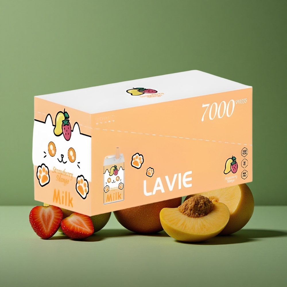 Jordbær Mango Lavie Milk 7000 Puffs 16ML E-væske kapacitet 600mAh Batteri Denmark vape