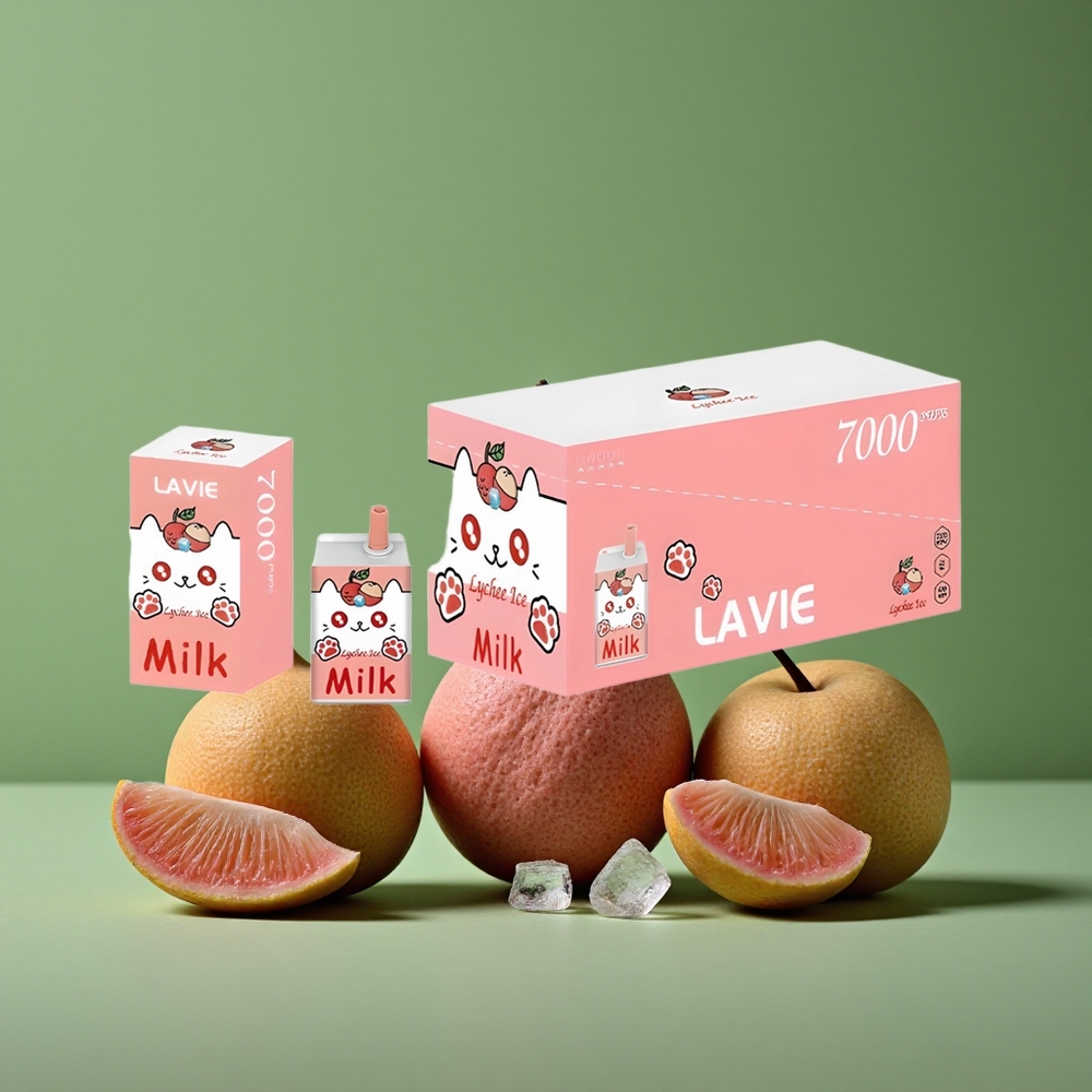 Lychee Is Brand Lavie Milk 7000 Puffs 16ML E-væske Kapacitet Type C Genopladelig Denmark vape