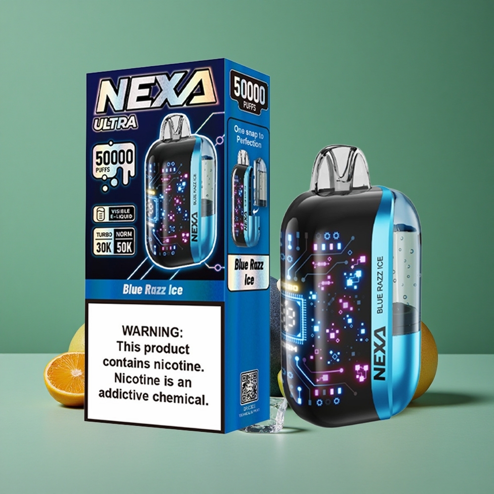 Blå Hindbær Is NEXA Ultra 50000 Puffs 20ml Kapacitet 800mah Batteri Denmark vape