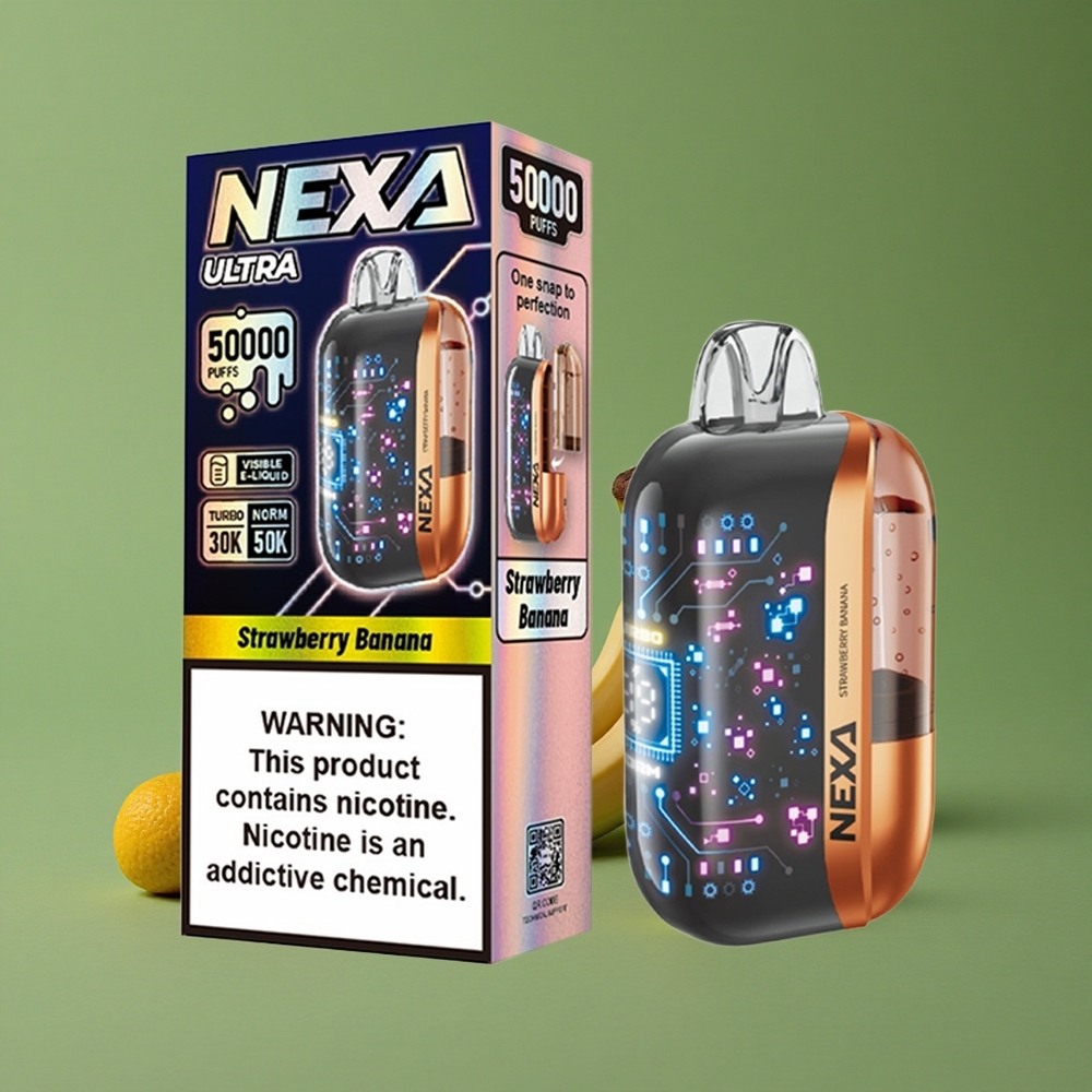 Jordbær Banan NEXA Ultra 50000 Puffs 20ml Forfyldt Kapacitet 5% Nikotinstyrke Denmark vape
