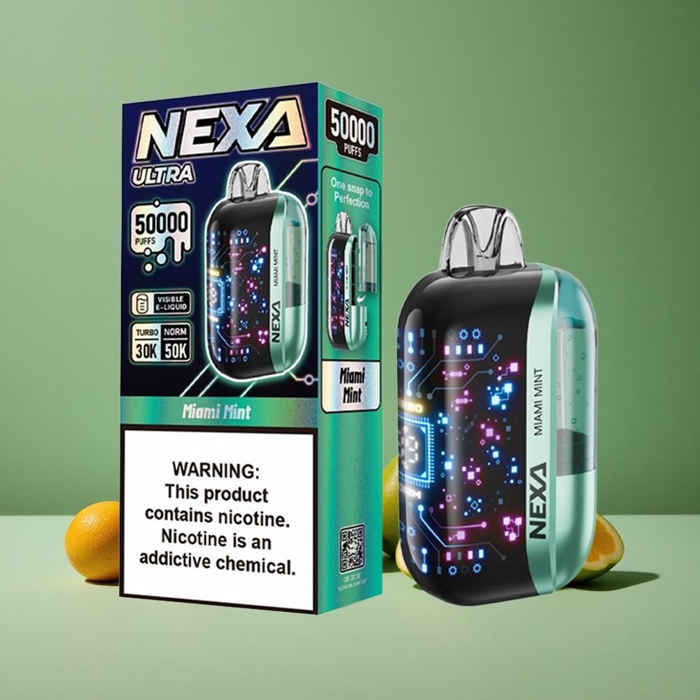 Miami Mynte NEXA Ultra 50000 Puffs 20ml Forfyldt Kapacitet 800mah Batteri Kapacitet Denmark vape