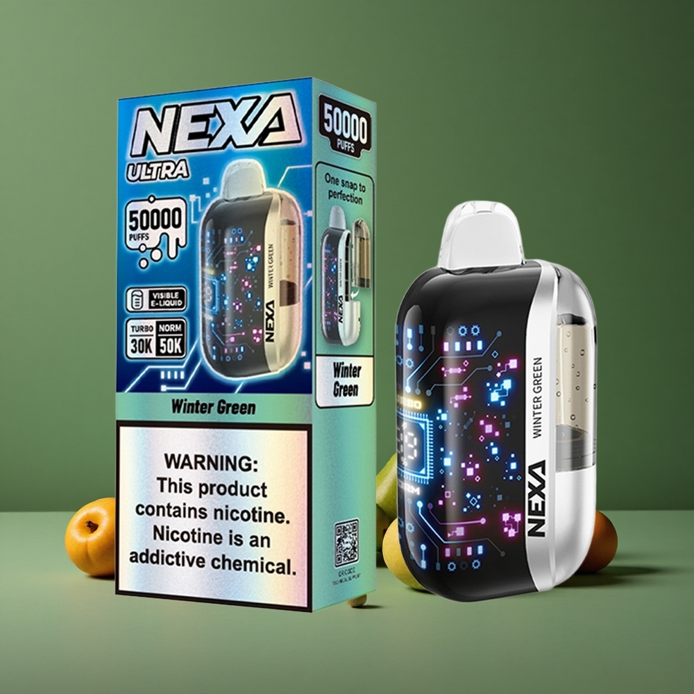 Vintergrøn NEXA Ultra 50000 Puffs 20ml Forfyldt Kapacitet 5% Nikotinstyrke Denmark vape