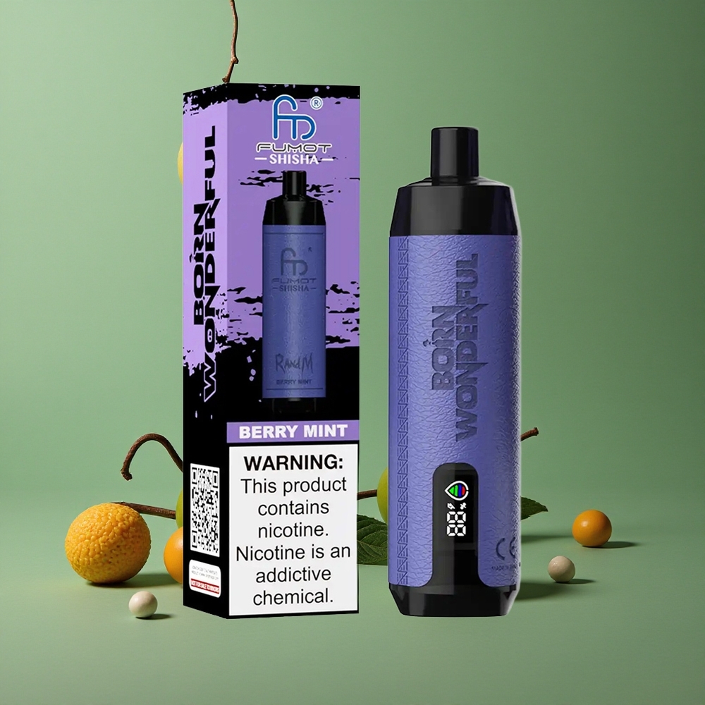 Bær Mynte RandM Fumot Shisha 10000 Puffs 18ml Forfyldt E-væske Denmark vape