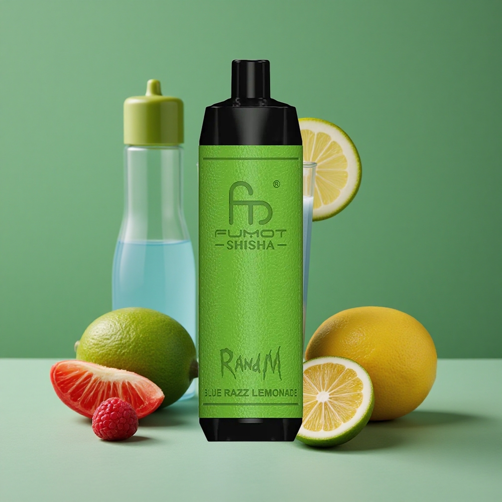 Blå Hindbær Lemonade RandM Fumot 10000 Puffs 18ml Prefilled e-liquid Denmark vape
