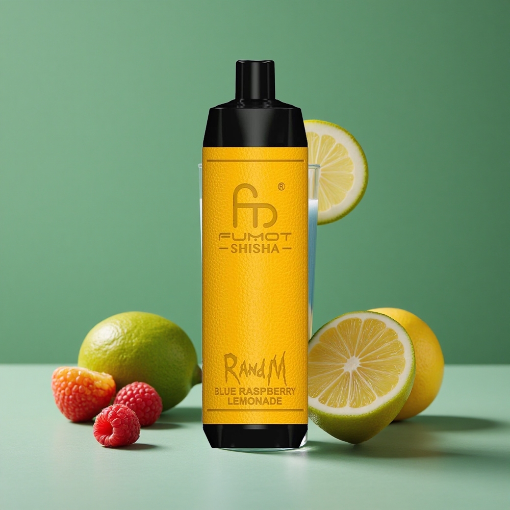 Blå Hindbær Lemonade RandM Fumot Shisha 10000 Puffs 18ml Forfyldt E-væske Denmark vape