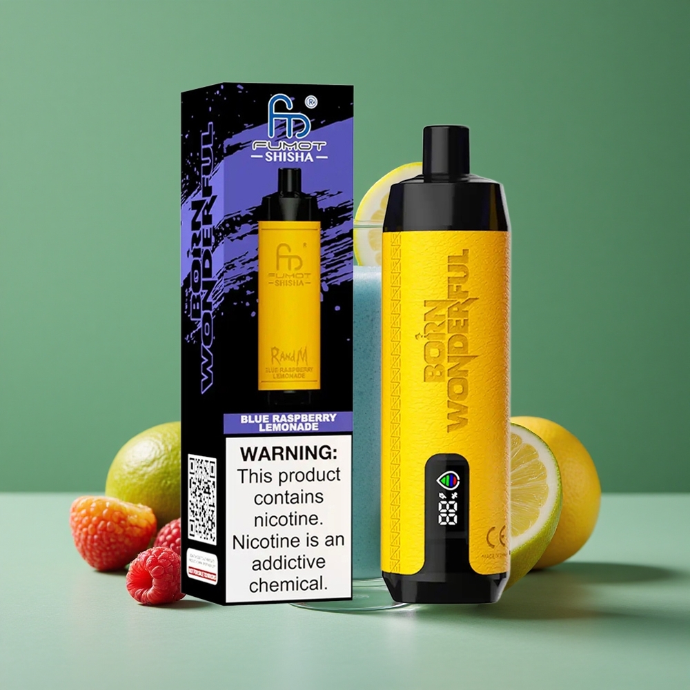 Blå Hindbær Lemonade RandM Fumot Shisha 10000 Puffs 18ml Forfyldt E-væske Denmark vape