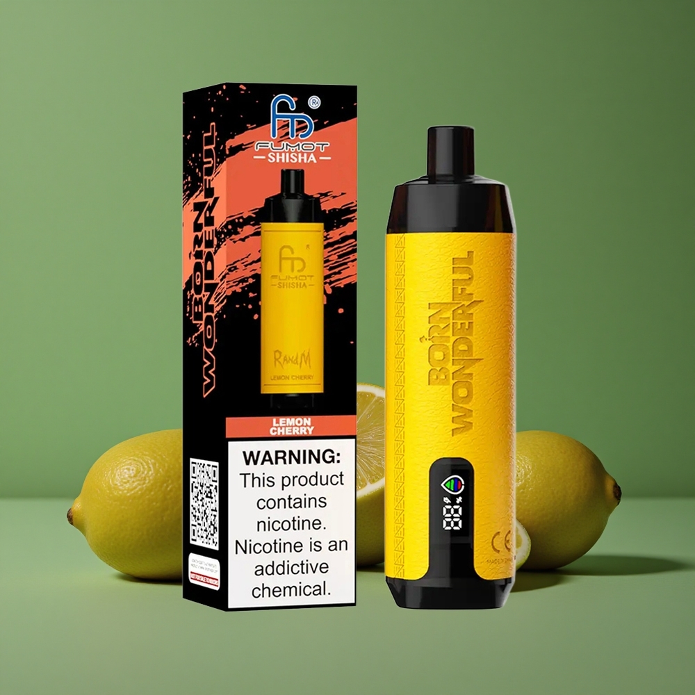 Citron/Kirsebær RandM Fumot Shisha 10000 Puffs 18ml Forfyldt E-væske Denmark vape