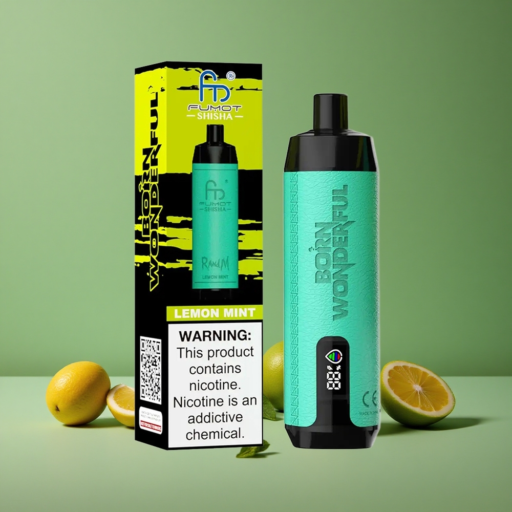 Citron Mynte RandM Fumot 10000 Puffs 18ml Forfyldt E-væske Denmark vape