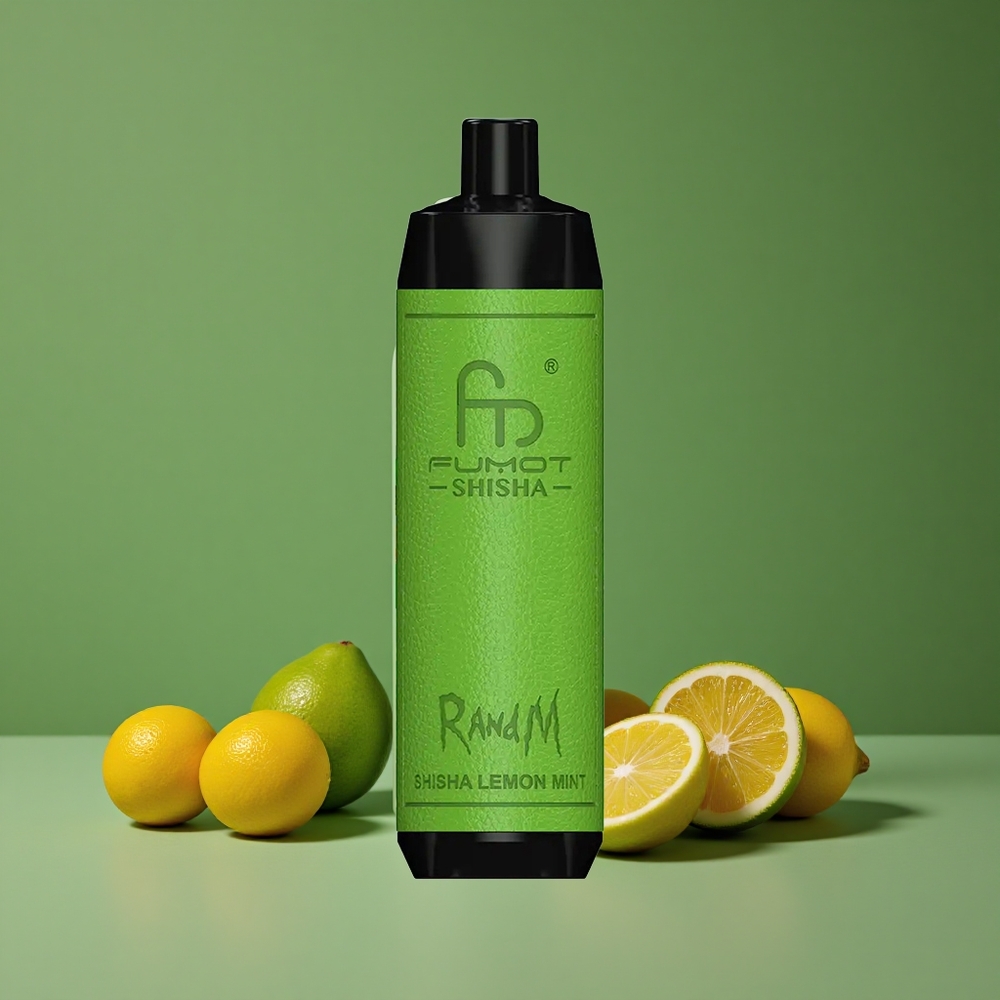 Citron Mynte RandM Fumot Shisha 10000 Puffs 18ml Prefyldt e-væske 850 mAh Batteri Denmark vape