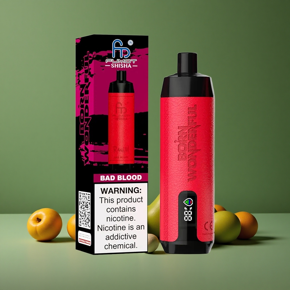 Dårligt Blod RandM Fumot Shisha 10000 Puffs 18ml Forfyldt E-væske Denmark vape