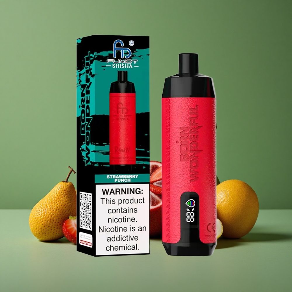 Jordbær Punch RandM Fumot Shisha 10000 Puffs 18ml Forfyldt E-væske Denmark vape