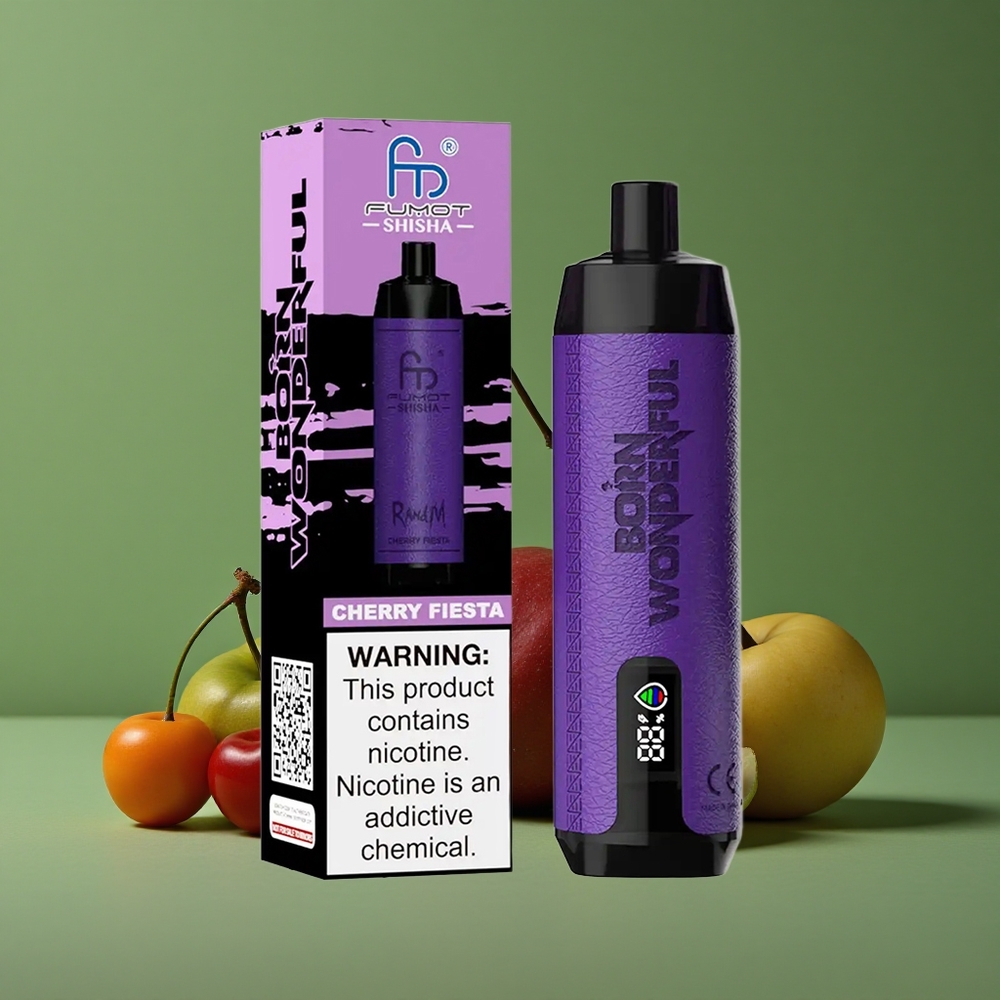 Kirsebær Fiesta RandM Fumot Shisha 10000 Pust 18ml Prefilled e-væske Denmark vape