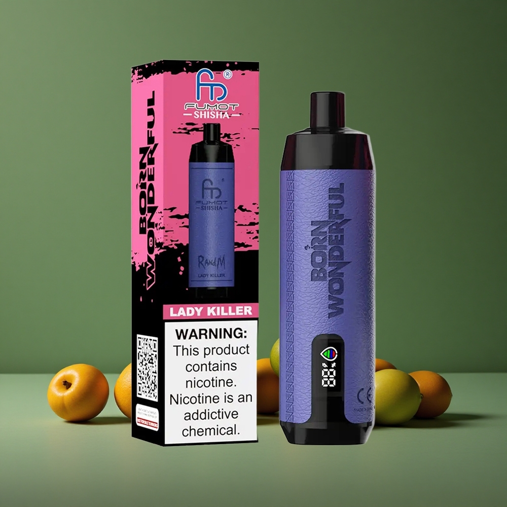 Lady Killer RandM Fumot Shisha 10000 Puffs 18ml Forfyldt e-væske 0.6ohm Mesh Coil Denmark vape
