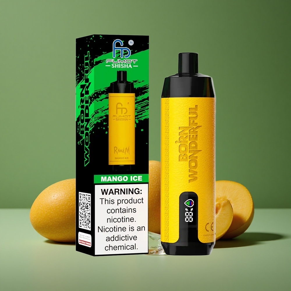 Mango Is RandM Fumot Shisha 10000 Puffs 18ml Forfyldt E-væske 850 mAh Batteri Denmark vape