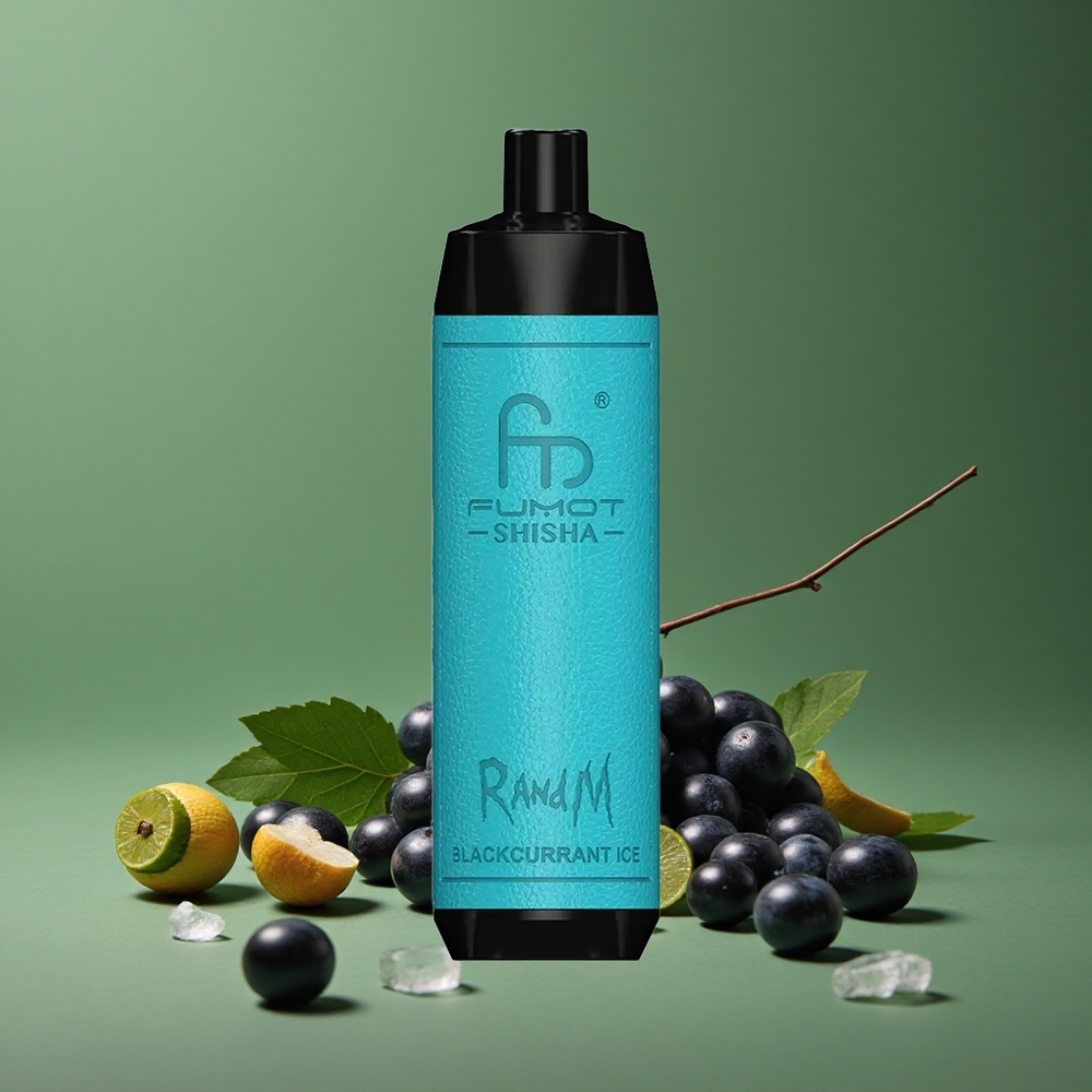 Solbær Is RandM Fumot Shisha 10000 Puffs 18ml Prefyldt E-væske Type-C Port Denmark vape
