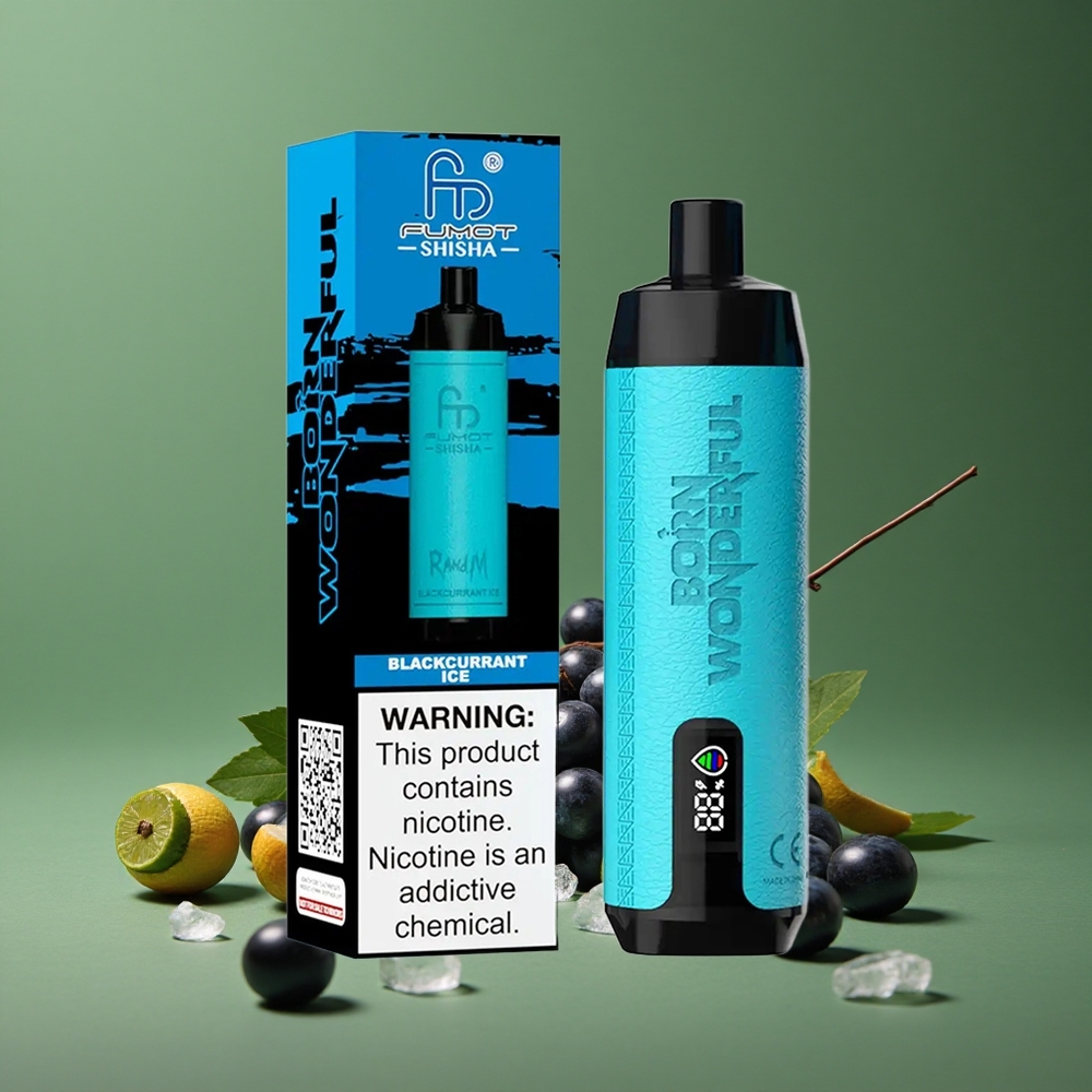 Solbær Is RandM Fumot Shisha 10000 Puffs 18ml Prefyldt E-væske Type-C Port Denmark vape