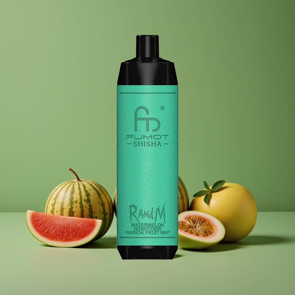 Vandmelon Honningmelon Passionsfrugt Mynte RandM Fumot Shisha 10000 Puffs 18ml Prefyldt E-væske 850 mAh Batteri Denmark vape