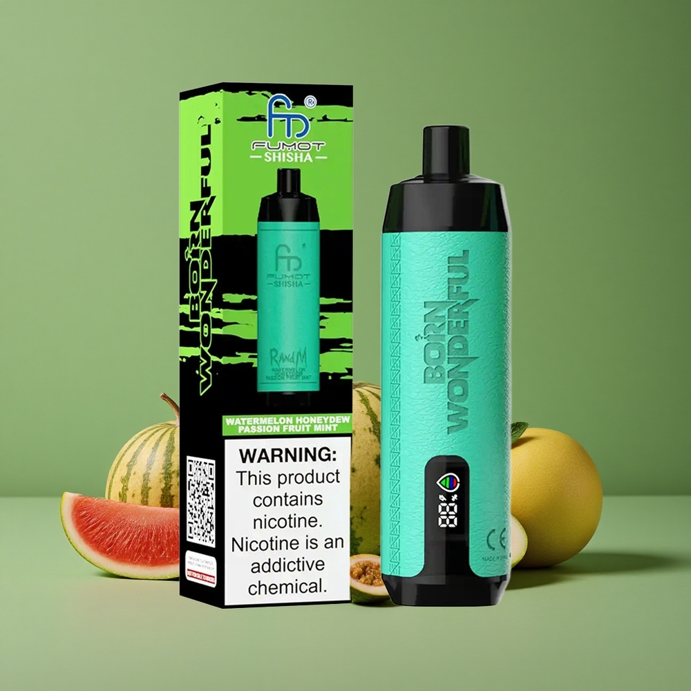 Vandmelon Honningmelon Passionsfrugt Mynte RandM Fumot Shisha 10000 Puffs 18ml Prefyldt E-væske 850 mAh Batteri Denmark vape