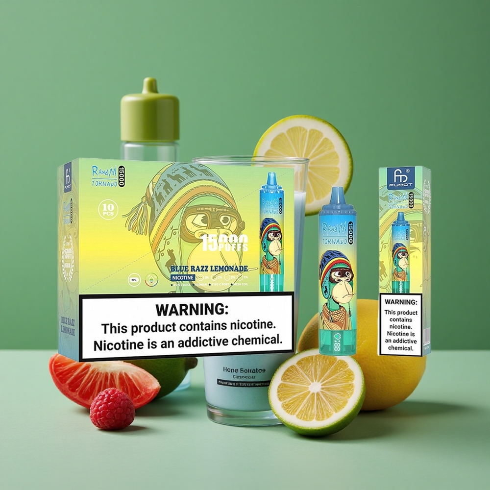 Blå Hindbær Lemonade RandM Tornado 15000 Puffs 25ml Denmark vape
