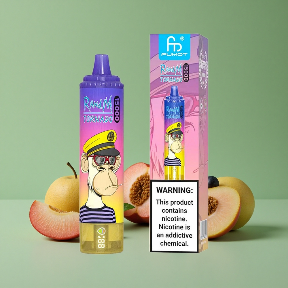 Fersken Blåbær Slik RandM Tornado 15000 Pust 25ml Denmark vape