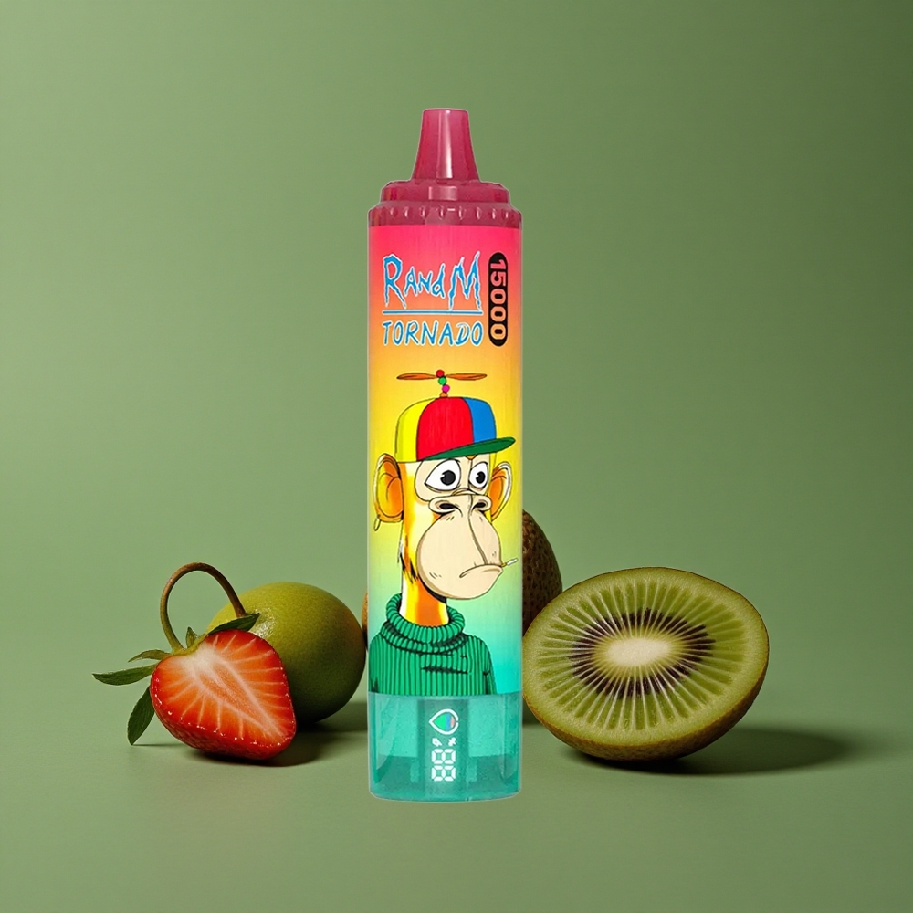 Jordbær Kiwi RandM Tornado 15000 Puffs 25ml Liquid Denmark vape