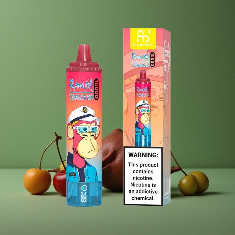 Kirsebær RandM Tornado 15000 puff 25ml Denmark vape