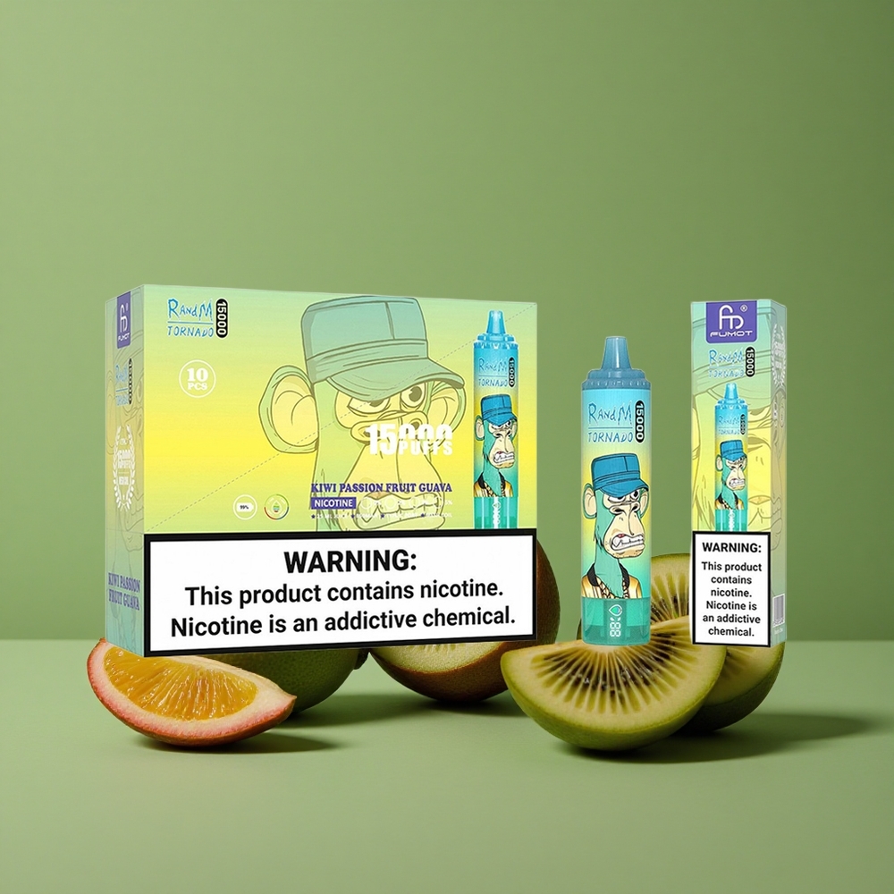Kiwi Passionfrugt Guava RandM Tornado 15000 Pust 25ml Flydende Kapacitet Denmark vape