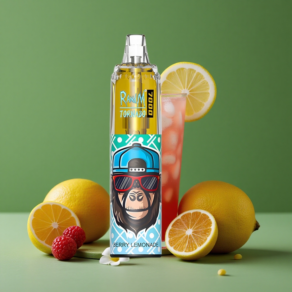 Bær Citronvand RandM Fumot Tornado 7000 Pust 14 ML E-væske Luftjusterbar Denmark vape