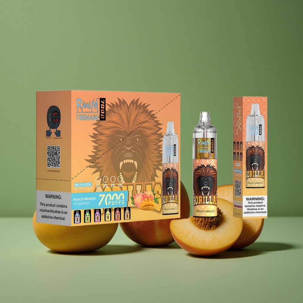 Fersken Mango RandM Fumot Tornado 7000 Pust 14 ML E-væske Denmark vape