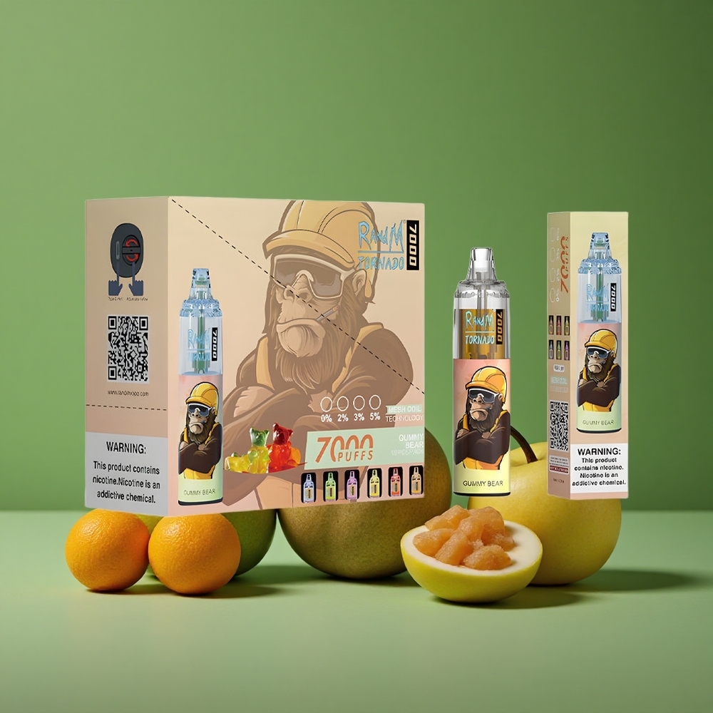 Gummy Bjørn RandM Fumot Tornado 7000 Pust 14 ML E-væske Denmark vape